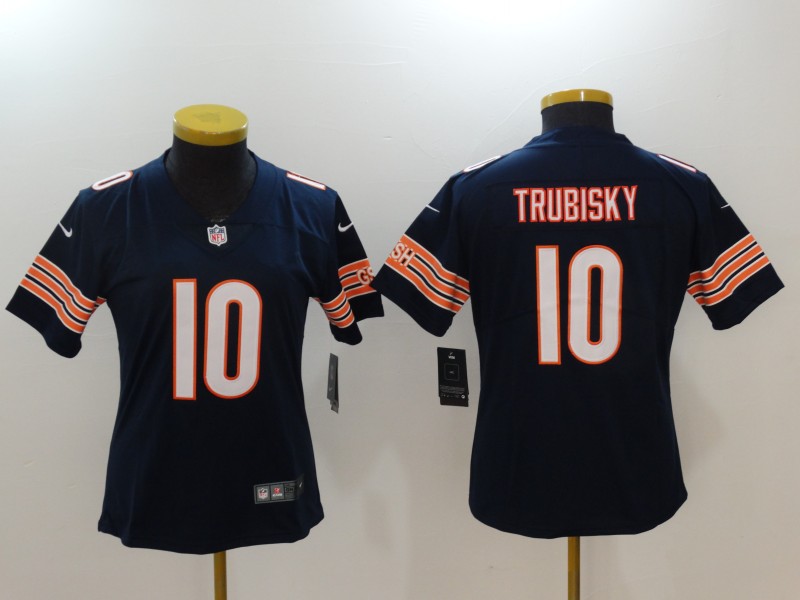 Women Chicago Bears 10 Trubisky Blue Nike Vapor Untouchable Limited NFL Jerseys